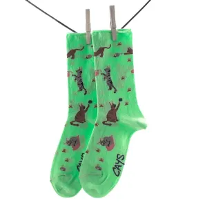 Crönert, 18211 Women's Long Socks Cats, light green Größe 39-42