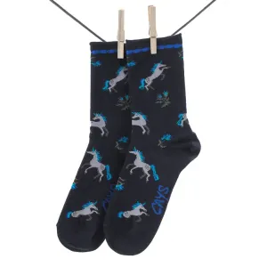 Crönert, 18806 Unicorn Women's Long Socks, blue Größe 35-38