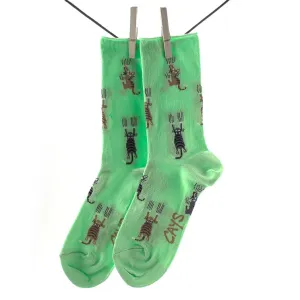 Crönert, 18935 Women's Long Socks Cats, light green Größe 39-42