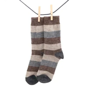 Crönert, 25661 Striped Men's Wool Socks, brown Größe 43-46
