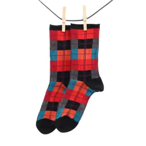Crönert, 27402 Karo Men`s Socks, black-red Größe 39-42