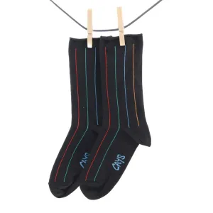 Crönert, 27404 longitudinal strips Men`s Socks, black Größe 39-42