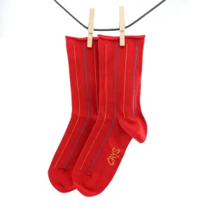 Crönert, 27404 longitudinal strips Men`s Socks, red Größe 39-42