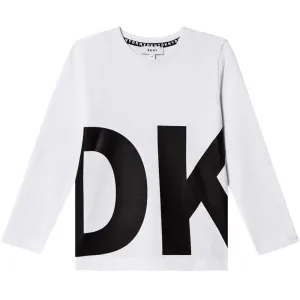 Dkny Boys Logo Print Long Sleeve T-shirt White 14 Years