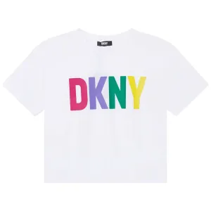 Dkny Girls Multicoloured Logo T-shirt White 8Y
