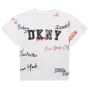 Dkny Girls Sequin Logo T-shirt White 10Y