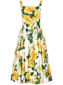 DOLCE & GABBANA - Flower Print Cotton Midi Dress #1273350