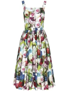 DOLCE & GABBANA - Flower Print Midi Cotton Dress #1270215