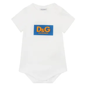 Dolce & Gabbana Jersey Babygrow With Logo Print White 0M