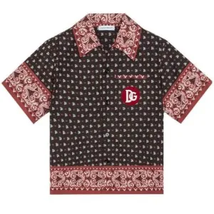 Dolce & Gabbana Boys Bandana Print Shirt Red Black 10Y