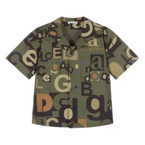 Dolce & Gabbana Boys Logo Cotton Shirt Khaki 8Y