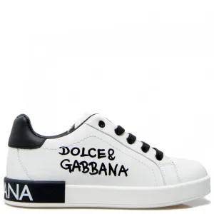 Dolce & Gabbana Boys Graphic Logo Print Trainer White Eu24