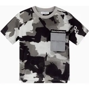 Dolce & Gabbana Baby Boys Camouflage Pocket T-shirt Grey 6/9m