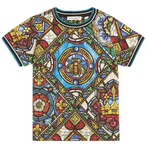 Dolce & Gabbana Baby Boys Stained Glass T-shirt Blue 9/12m