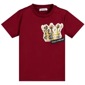Dolce & Gabbana Boys Cotton Crown T-shirt Red Burgundy 6Y