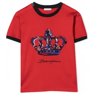 Dolce & Gabbana Boys Crown Print T-shirt Red 6Y