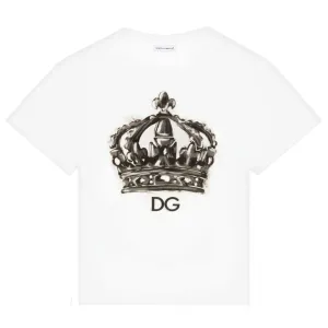 Dolce & Gabbana Boys Crown Print T-shirt White 2Y