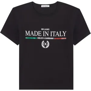 Dolce & Gabbana Boys Made In Italy Flag T-shirt Black 10Y