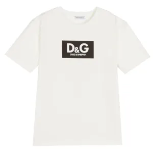 Dolce & Gabbana Boys Oversized Logo T-shirt Cream 2Y