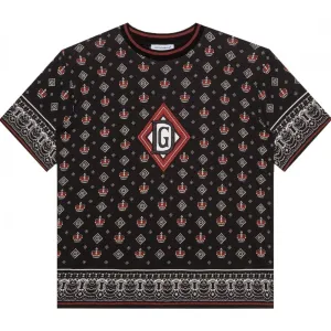 Dolce & Gabbana Boys Patterned Cotton T-shirt Black 10Y