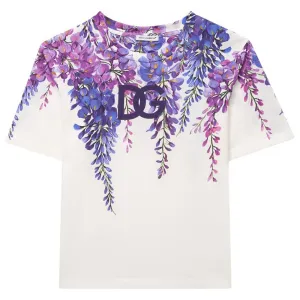 Dolce & Gabbana Girls Flower Graphic T-shirt White 10Y