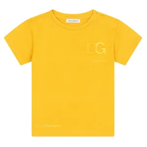 Dolce & Gabbana Jersey T-shirt With Embossed Logo Yellow 18M