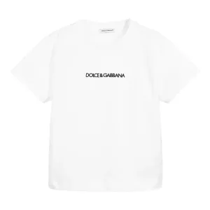 Dolce & Gabbana Unisex Kids Cotton Logo T-shirt White 2Y