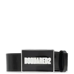 Dsquared2 Men's Logo Plaque Belt Black 36W