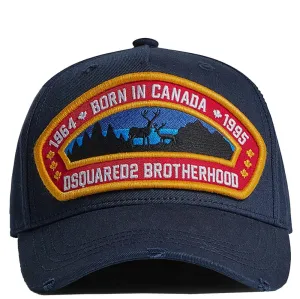 Dsquared2 Men's Brotherhood Badge Logo Cap Navy One Size