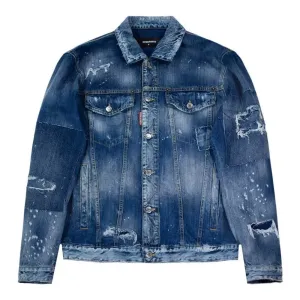 Dsquared2 Washed & Ripped Denim Jacket Blue S