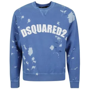 Dsquared2 Mens Logo Cotton Sweatshirt Baja Blue L