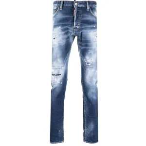 Dsquared2 Men's Bleach Wash Mid-rise Skinny Jeans Blue 30W