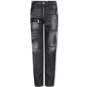 Dsquared2 Mens Knee Zip Patch Jeans Black W30