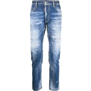 Dsquared2 Men's Paint Splatter Distressed Jeans Blue 30W