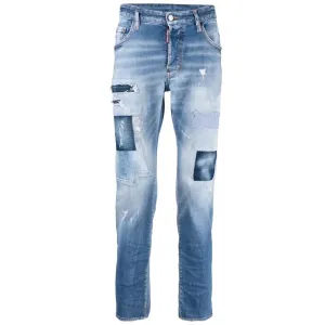 Dsquared2 Men's Patchwork Distressed-effect Skinny Jeans Blue 30W Navy