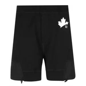 Dsquared2 Men's Black Maple Leaf Print Jersey Sweat Shorts XS