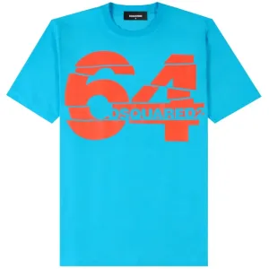 Dsquared2 Men's 64 Print T-shirt Light Blue XL
