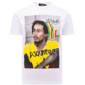 Dsquared2 Mens Bob Marley Print T-shirt White L