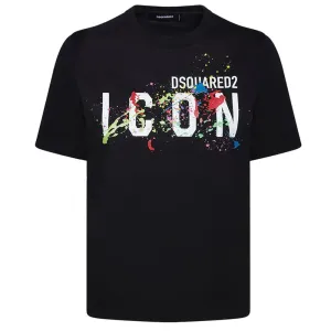 Dsquared2 Mens Icon Splash Cool T-shirt Black XL