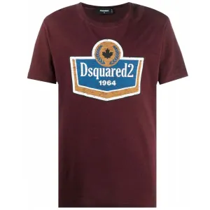 Dsquared2 Men's Logo Print Cotton T-shirt Burgundy L