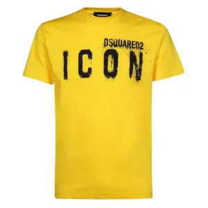 Dsquared2 Men's Spray Effect Icon Logo T-shirt Yellow L