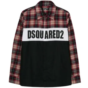 Dsquared2 Boys Chequered Logo Shirt Red & Black 10Y