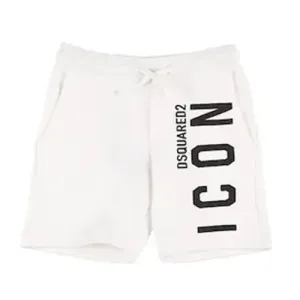 Dsquared2 Boys Icon Print Cotton Shorts White 4Y