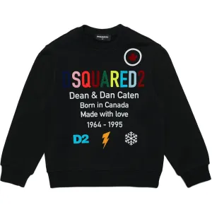 Dsquared2 Boys Logo Print Cotton Sweatshirt Black 10Y #3957