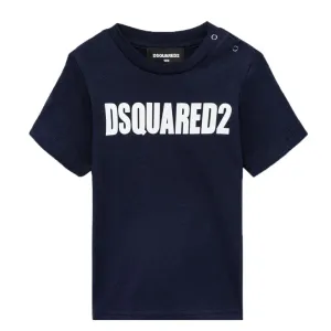 Dsquared2 Baby Boys Logo Print Cotton T-shirt Navy 12M