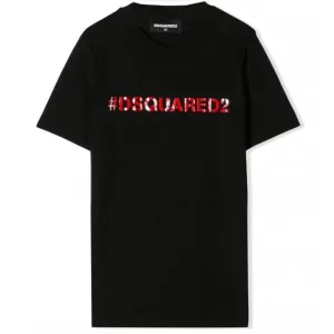 Dsquared2 Boys Hashtag T-shirt Black 6Y