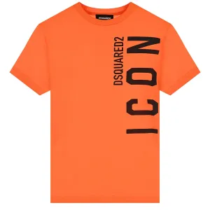 Dsquared2 Boys Icon Logo T-shirt Orange 4Y