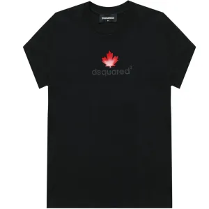 Dsquared2 Boys Logo Print Cotton T-shirt Black 12Y #3986