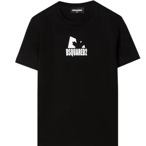 Dsquared2 Boys Logo Print Cotton T-shirt Black 12Y