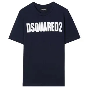 Dsquared2 Boys Logo Print Cotton T-shirt Navy 10Y #3996